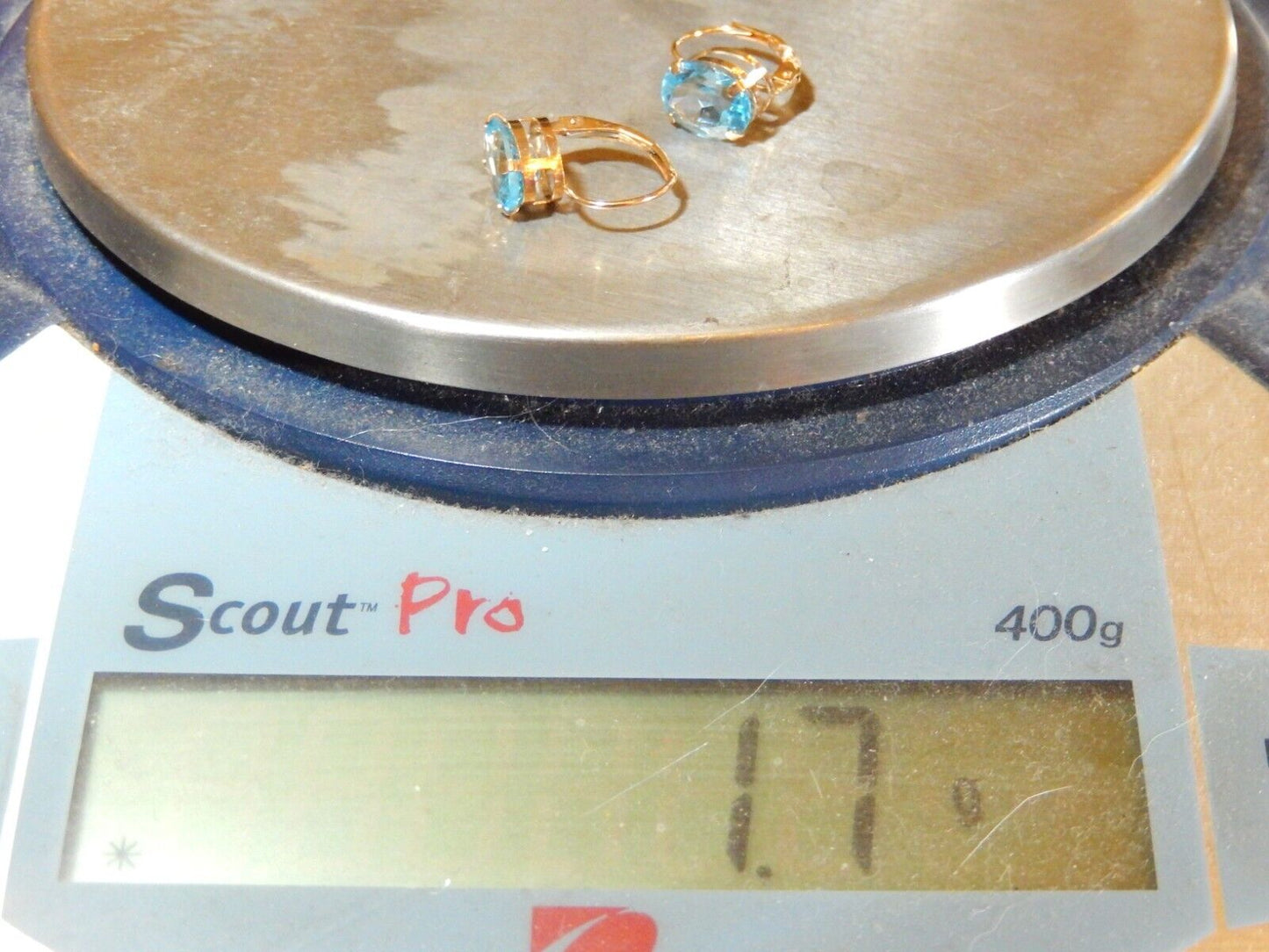 *NEW* 10k Yellow Gold Genuine 4 CT Oval Blue Topaz Lever-back Earrings