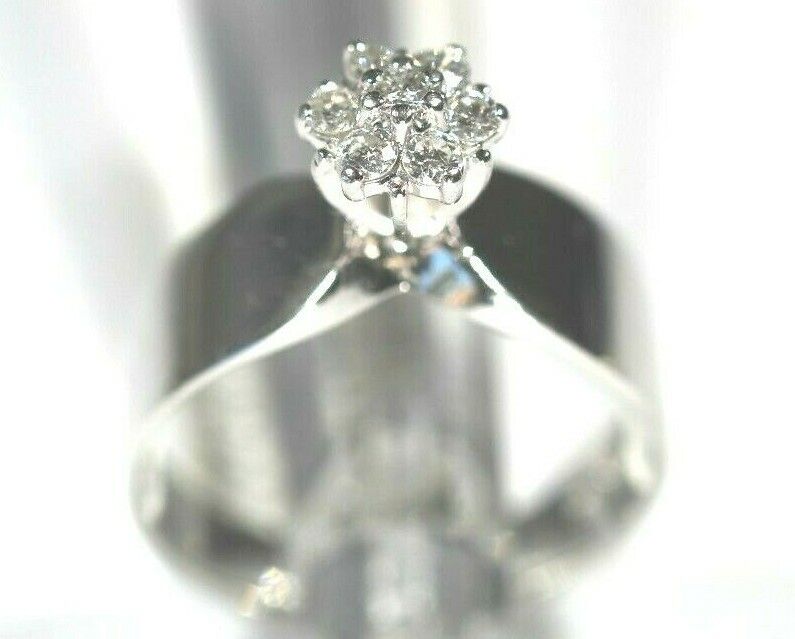 *NWT* 14k White Gold .25CT Round cut Diamond Engagement Ring Wedding Band Sz 7