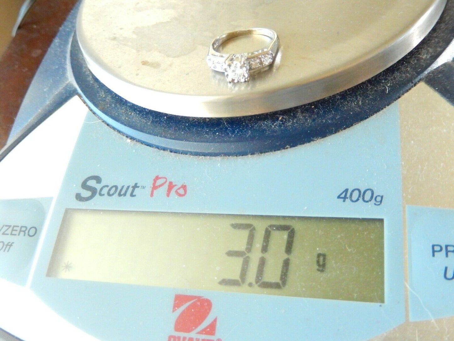 *WINTAGE* 14K White Gold ANTIQUE*DECO* FIVE VS DIAMOND WEDDING RING Size 5.5