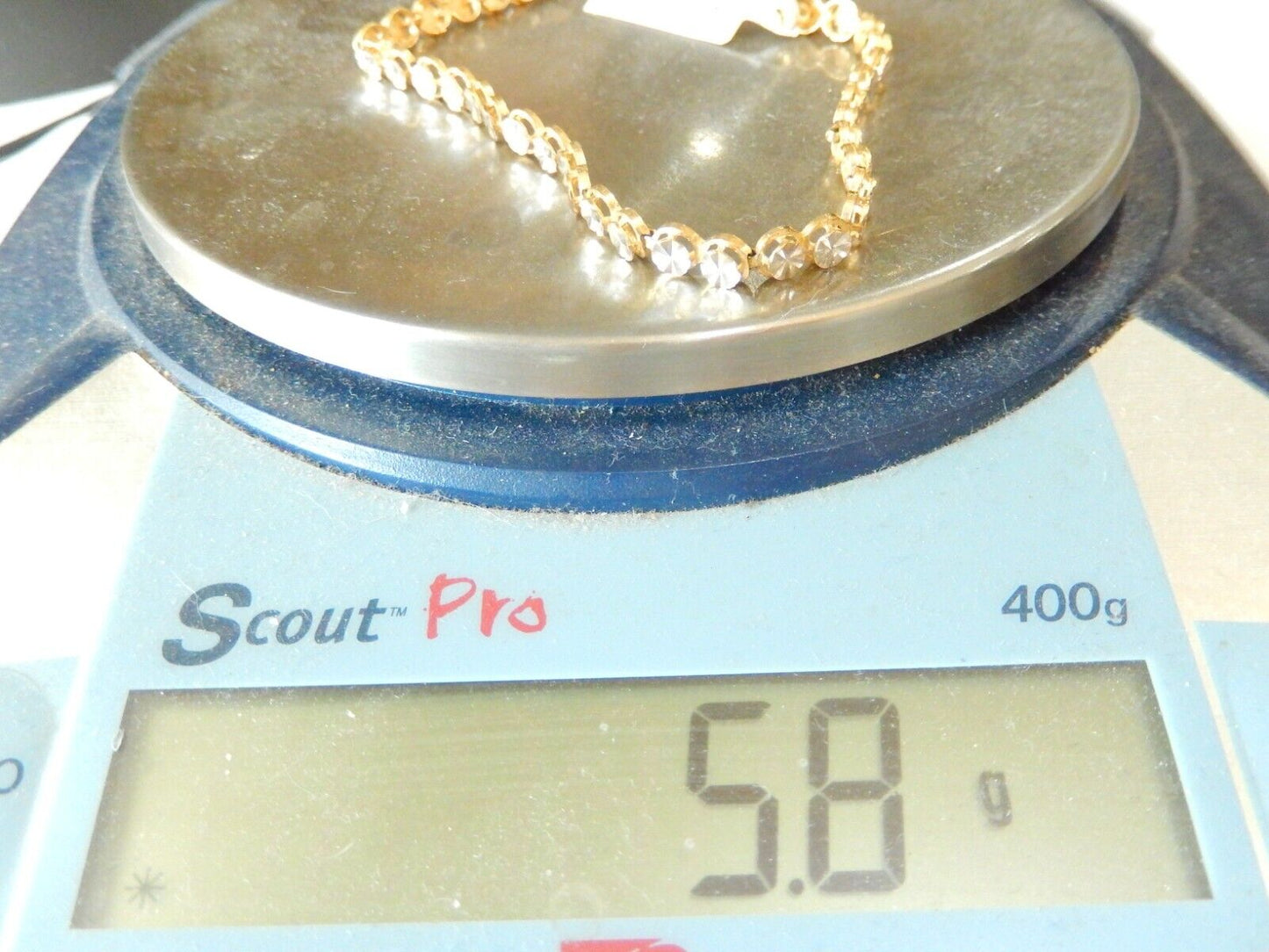 SENSATIONAL 14K TWO TONE GOLD LADIES DIAMOND ILLUSION LINK BRACELET 7"