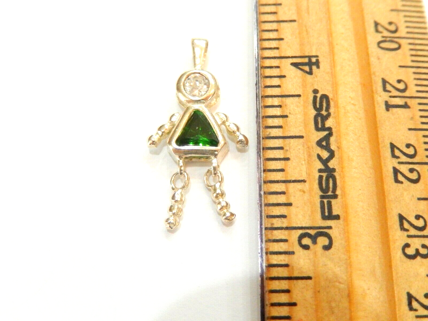 Emerald May Sterling Silver Birthstone Baby Girl Pendant / Charm