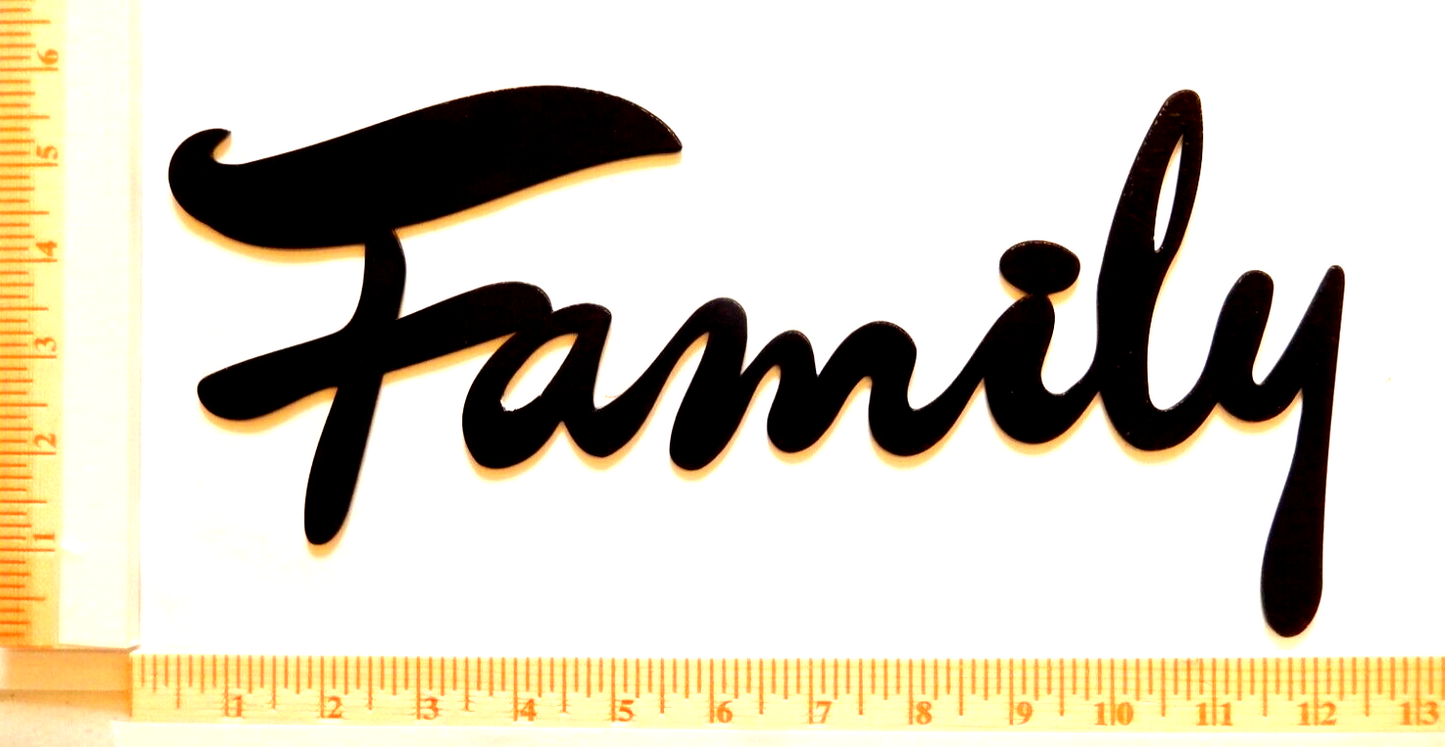 ~NEW~ 14ga. "FAMILY" Black Powder Coated Metal Wall Art - 12" x 5.5"