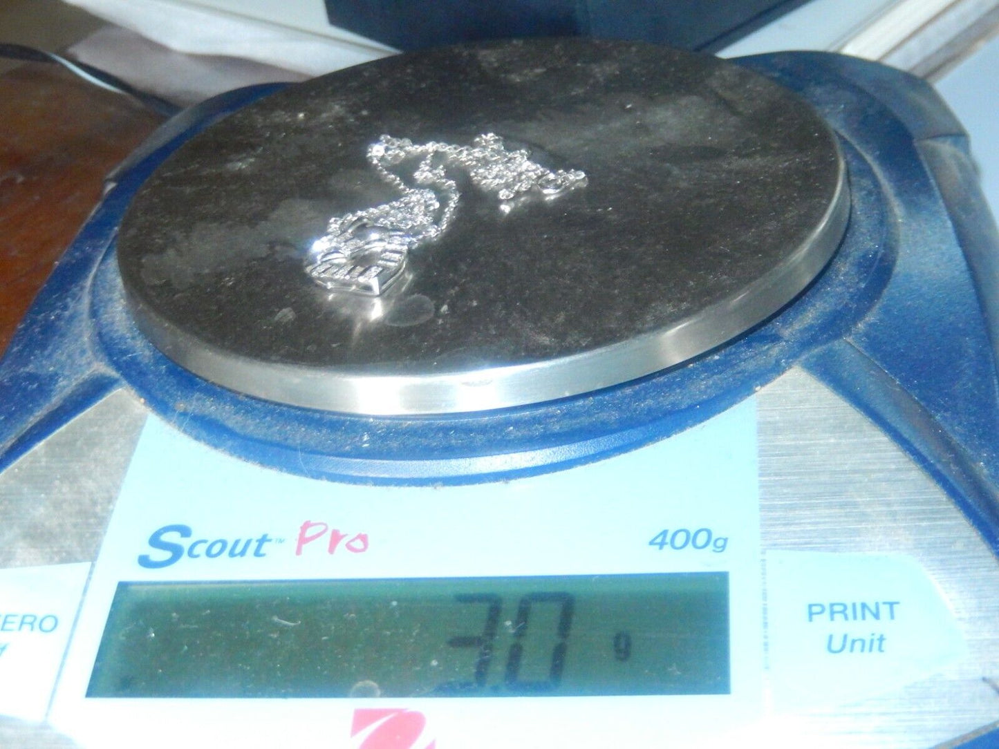 *VINTAGE* 10K White Gold .33CT Natural Diamond Heart Pendant w/ 18" Chain