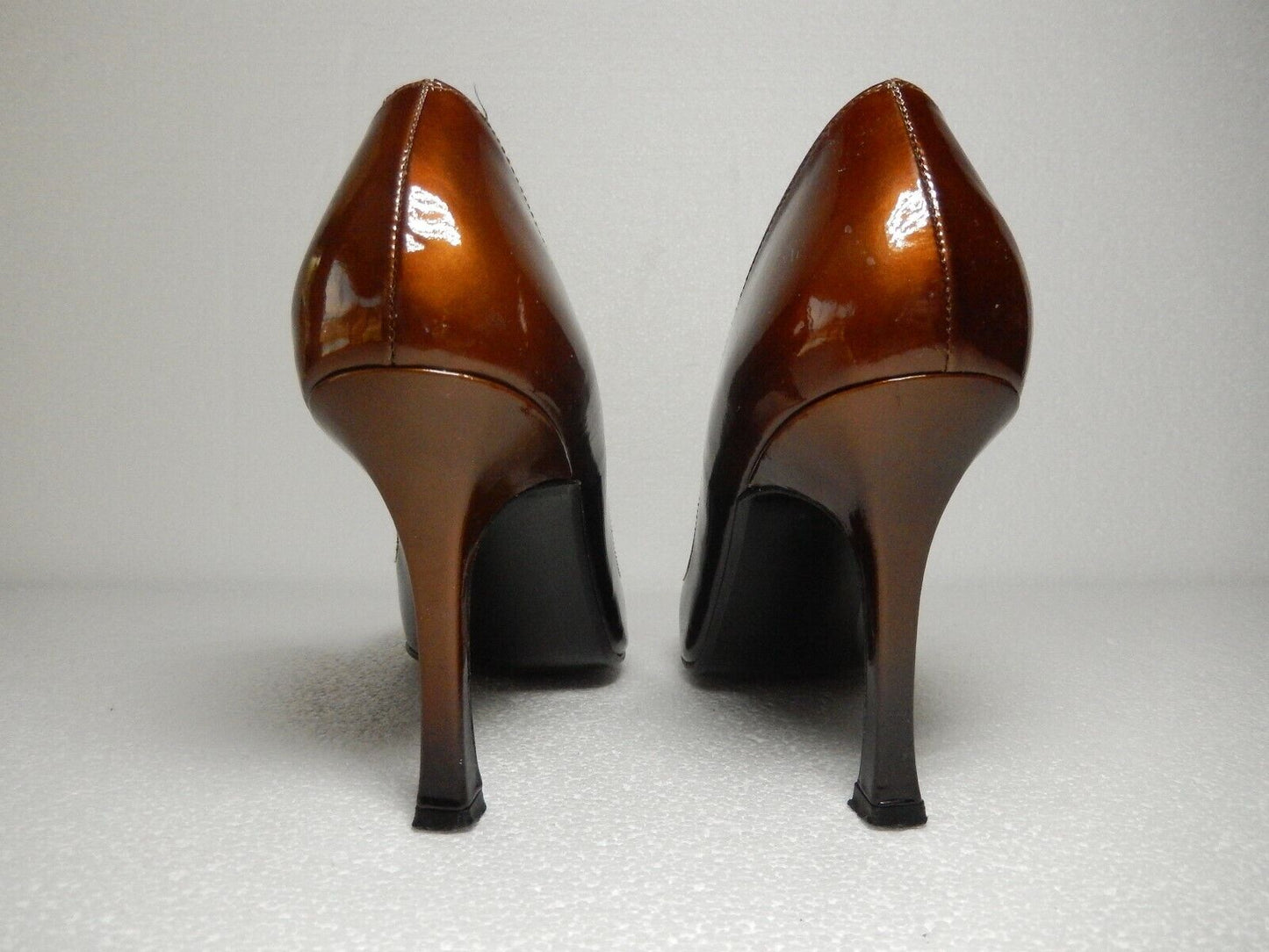 Stuart Weitzman Sz 7.5 S Bronze Patent Leather Pointed Toe Stiletto Pumps Shoes