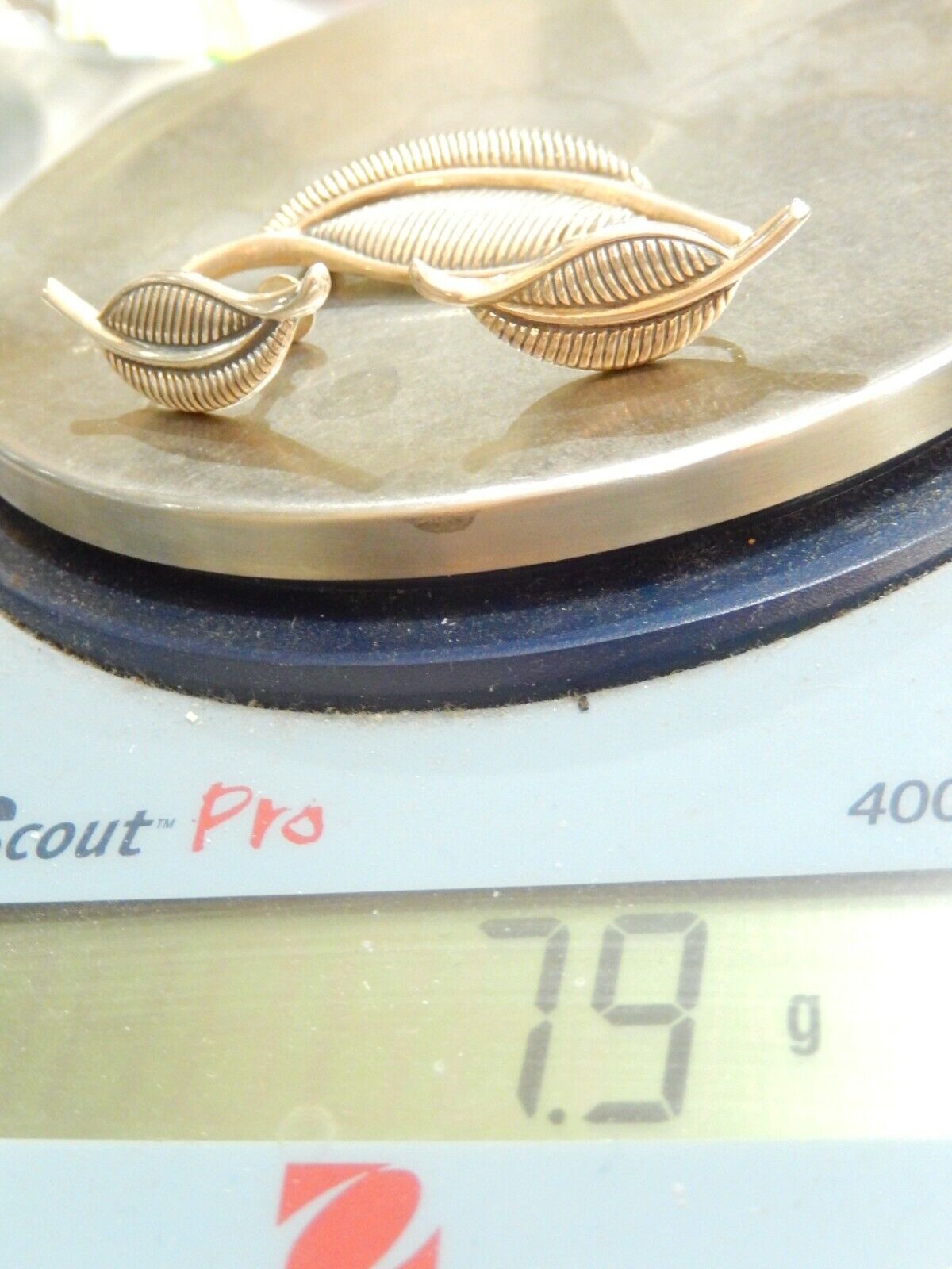 VINTAGE JEWEL ART STERLING SILVER FEATHER PIN BROOCH AND EARRINGS SET