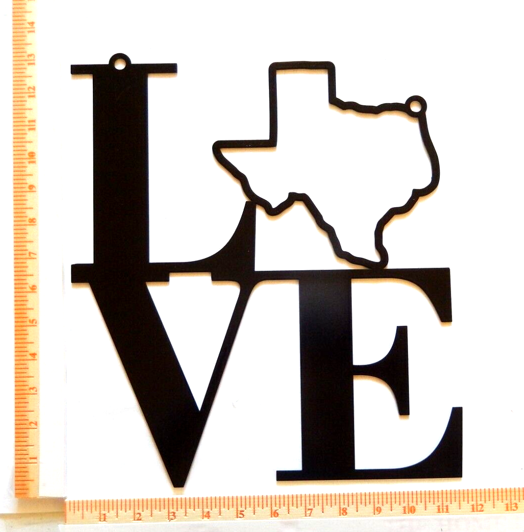 ~NEW~ LARGE 14ga. " LOVE TEXAS" Metal Wall Art - 13" x 11.5"