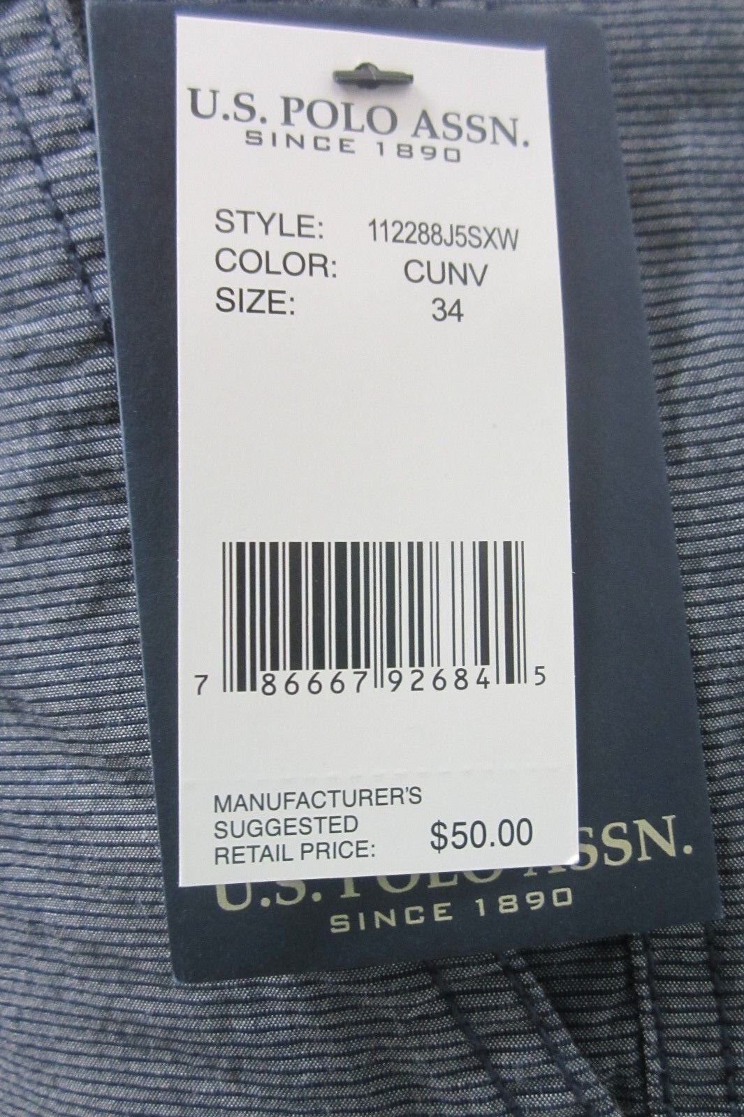 *NWT* U.S. Polo Assn. Men's Flat Front Chambray Shorts w/ Belt Blue Size 34