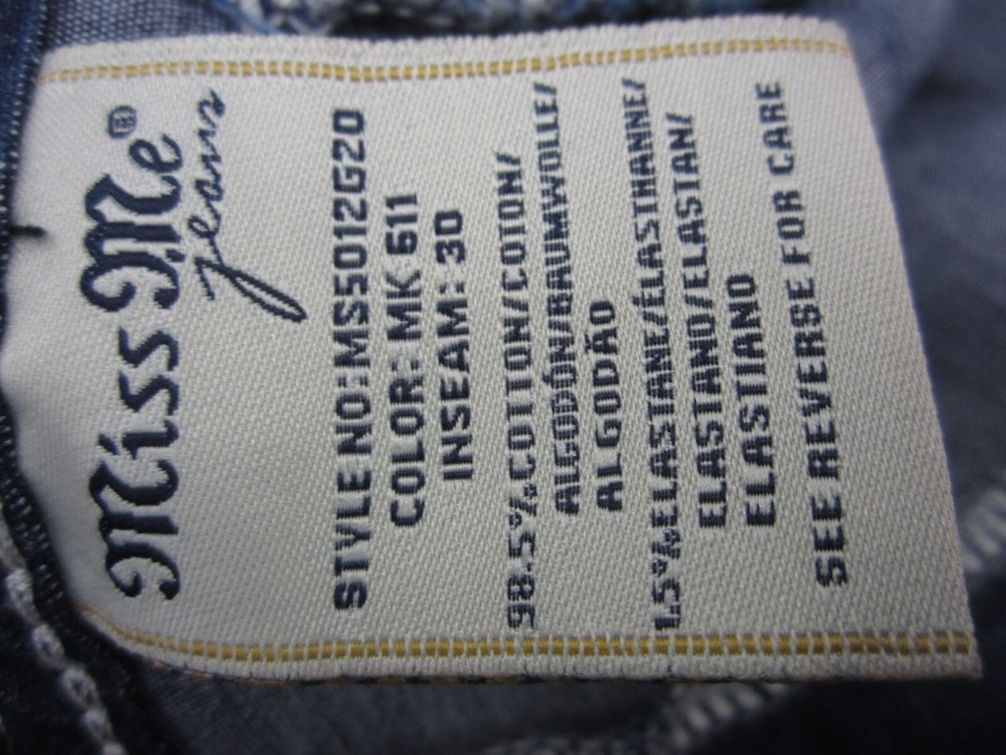NWT Miss Me - Womens Mid-Rise Super Skinny Jeans MS5012G20 Size W28 X L30