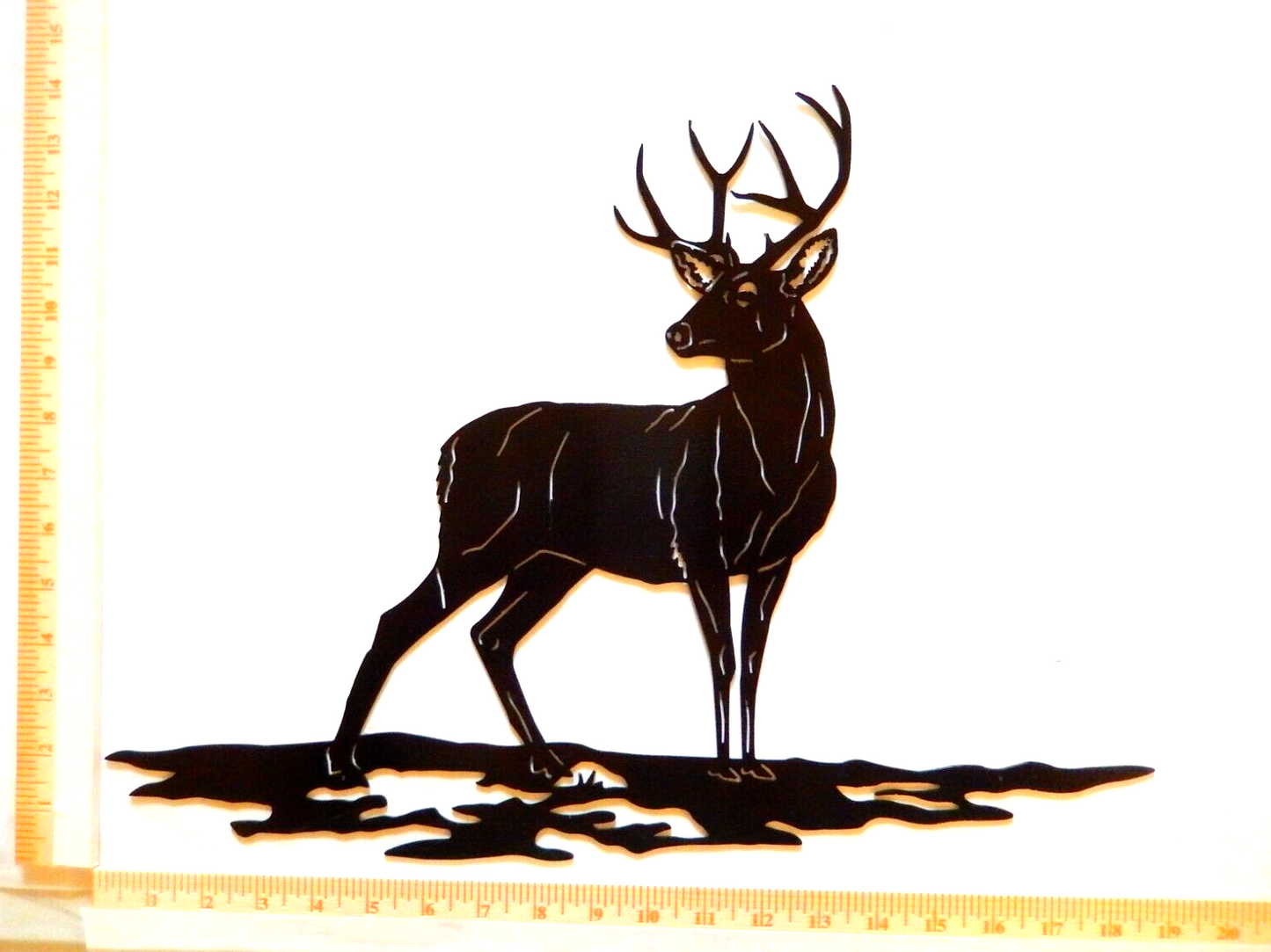 ~NEW~ LARGE - 14ga. - "DEER WILDLIFE" Black Metal Wall Art - 19" x 14"