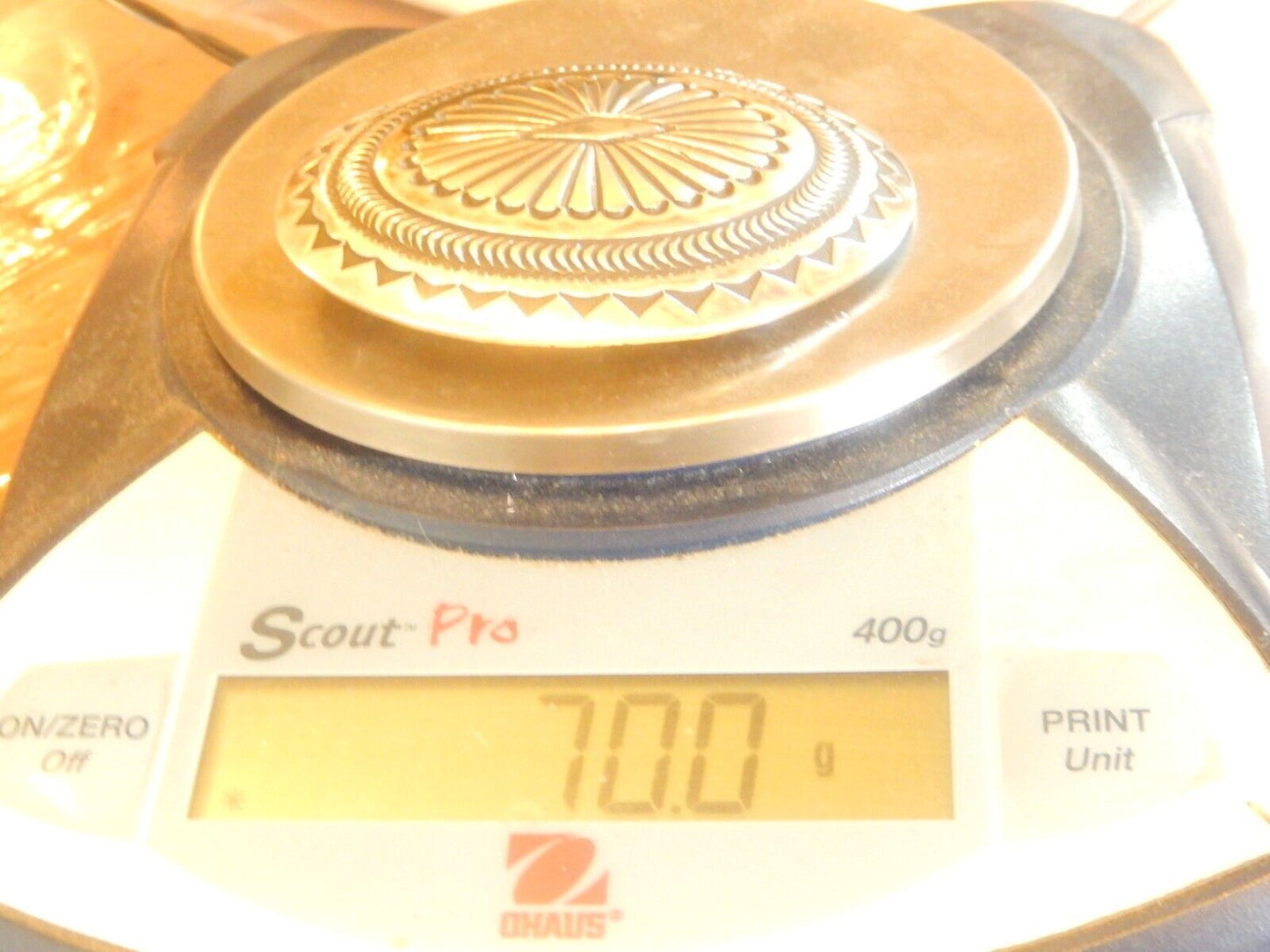 *VINTAGE* NATIVE AMERICAN Sterling Silver Belt Buckle Artist "M" Heavy 70gms