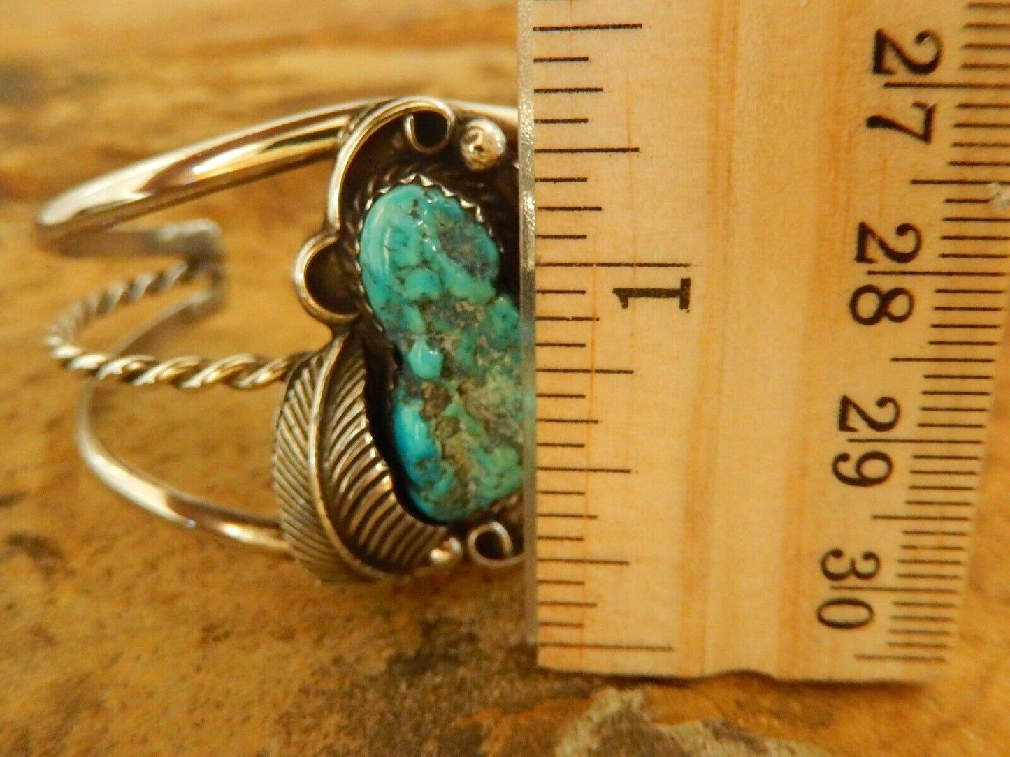 Vintage Large Southwest Turquoise Sterling Silver Cuff Bracelet