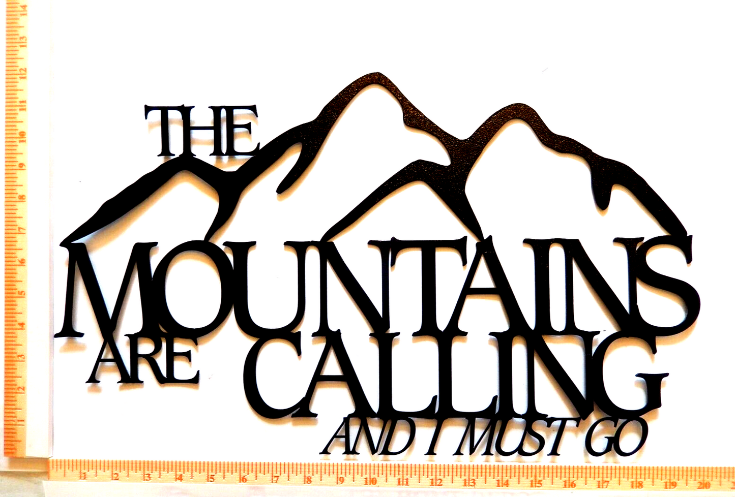 ~NEW~ LARGE "The Mountains are Calling and I Must Go" Metal Wall Art 19" x 12"