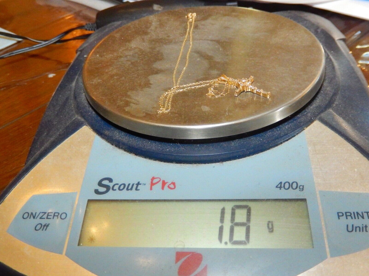 *VINTAGE* 14k Yellow Gold .33CT Diamond Cross Pendant w/16" Chain