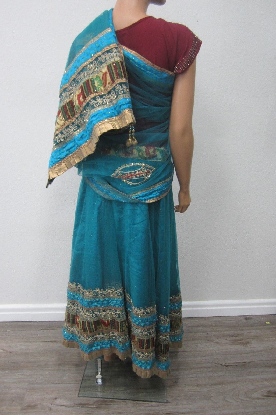 Beautiful Party Evening Skirt Sequin Saree Women Fashion Clothing Wrap Sari