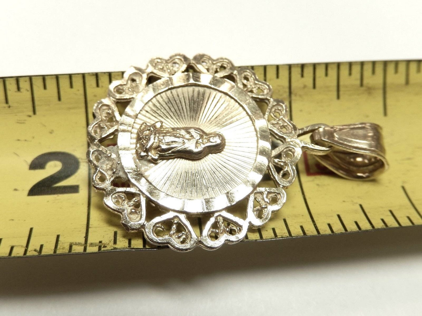 14K SolidYellow Gold St Mary Pendant 25mm