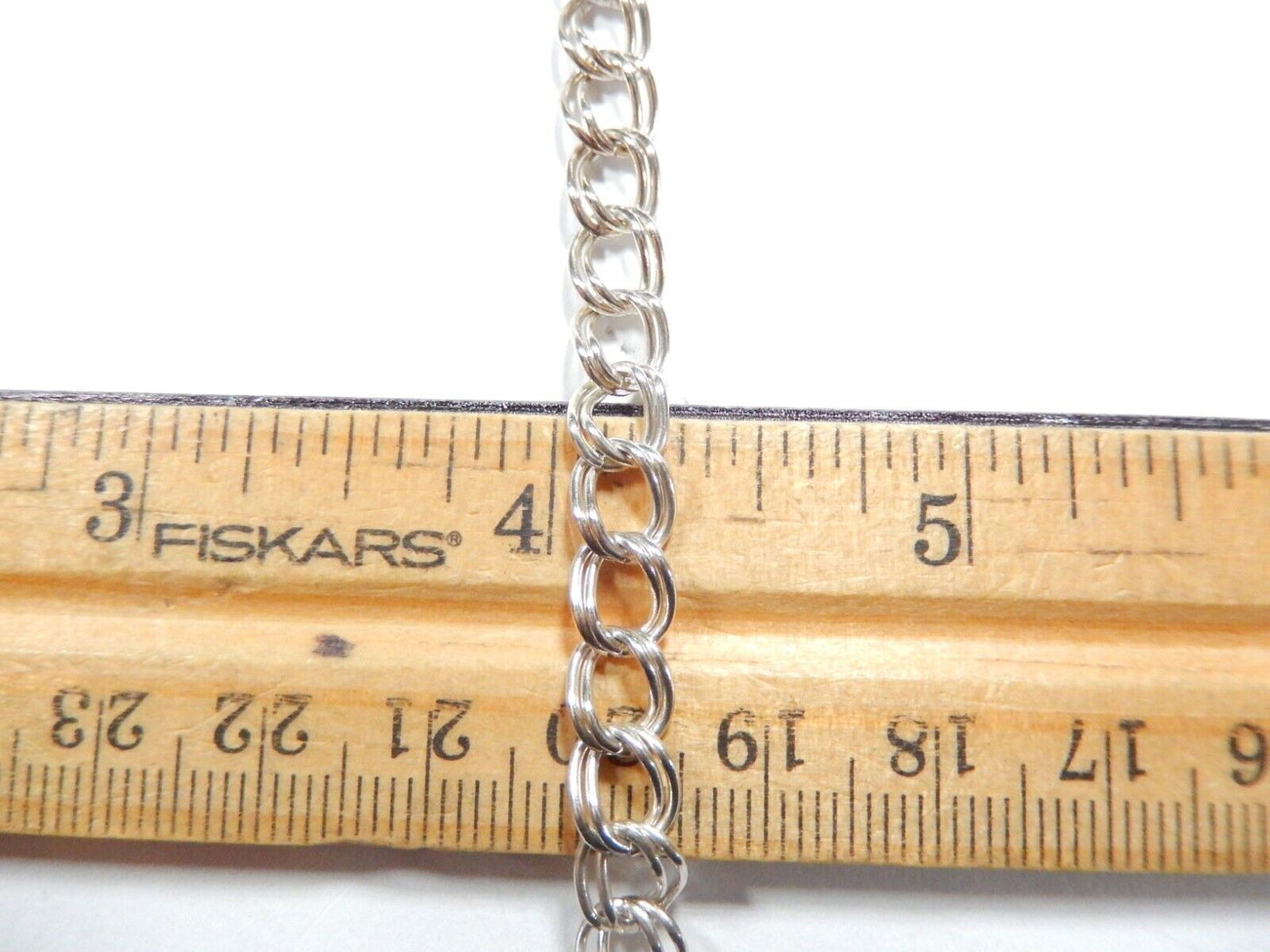 VINTAGE ~ Sterling Silver Double Link Charm Bracelet - 7.5"