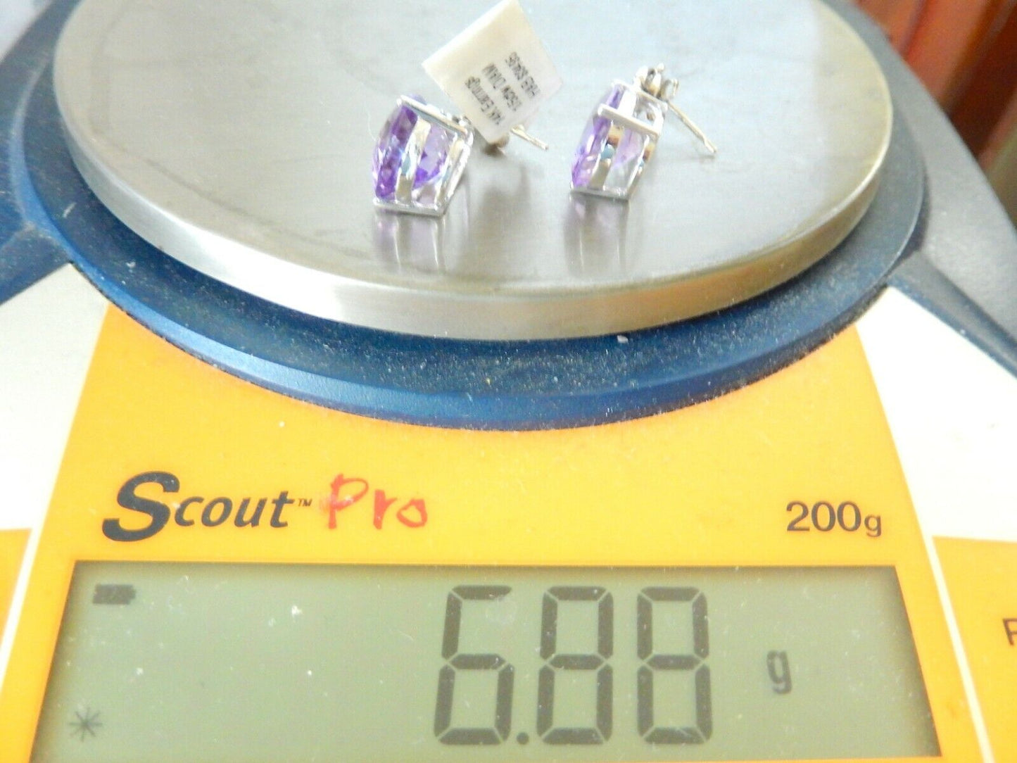 *NWT* - HUGE -14K WHITE GOLD 46.00 CT AMETHYST & DIAMOND LUXURY DANGLE EARRINGS