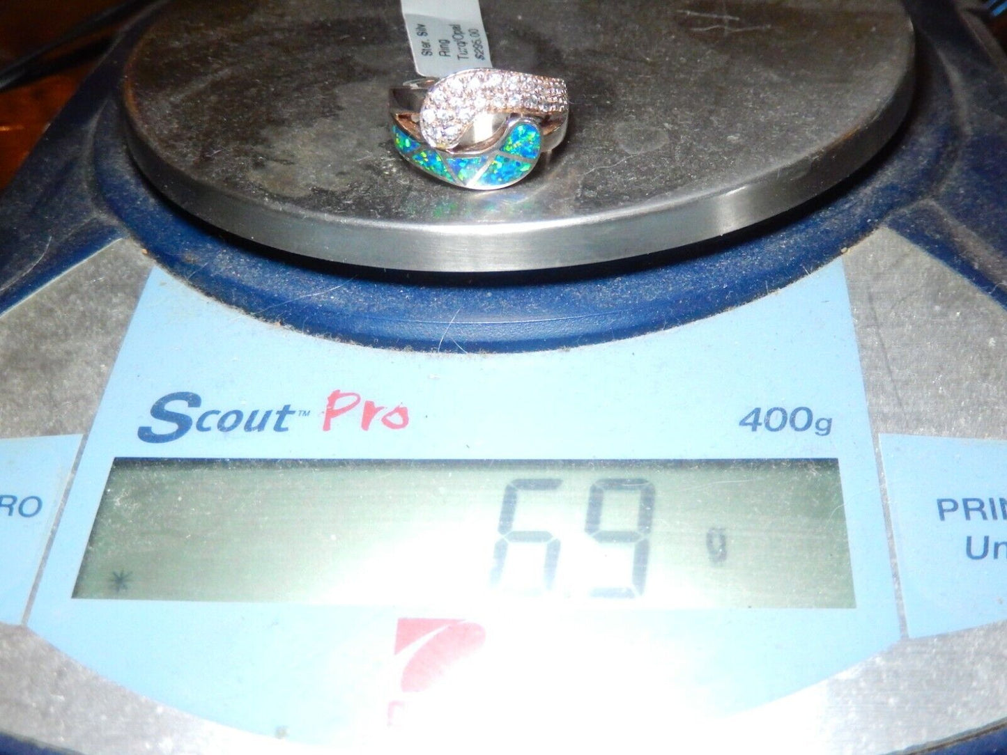 *VINTAGE* Sterling Silver Fire Opal & Cz Ring 8.5