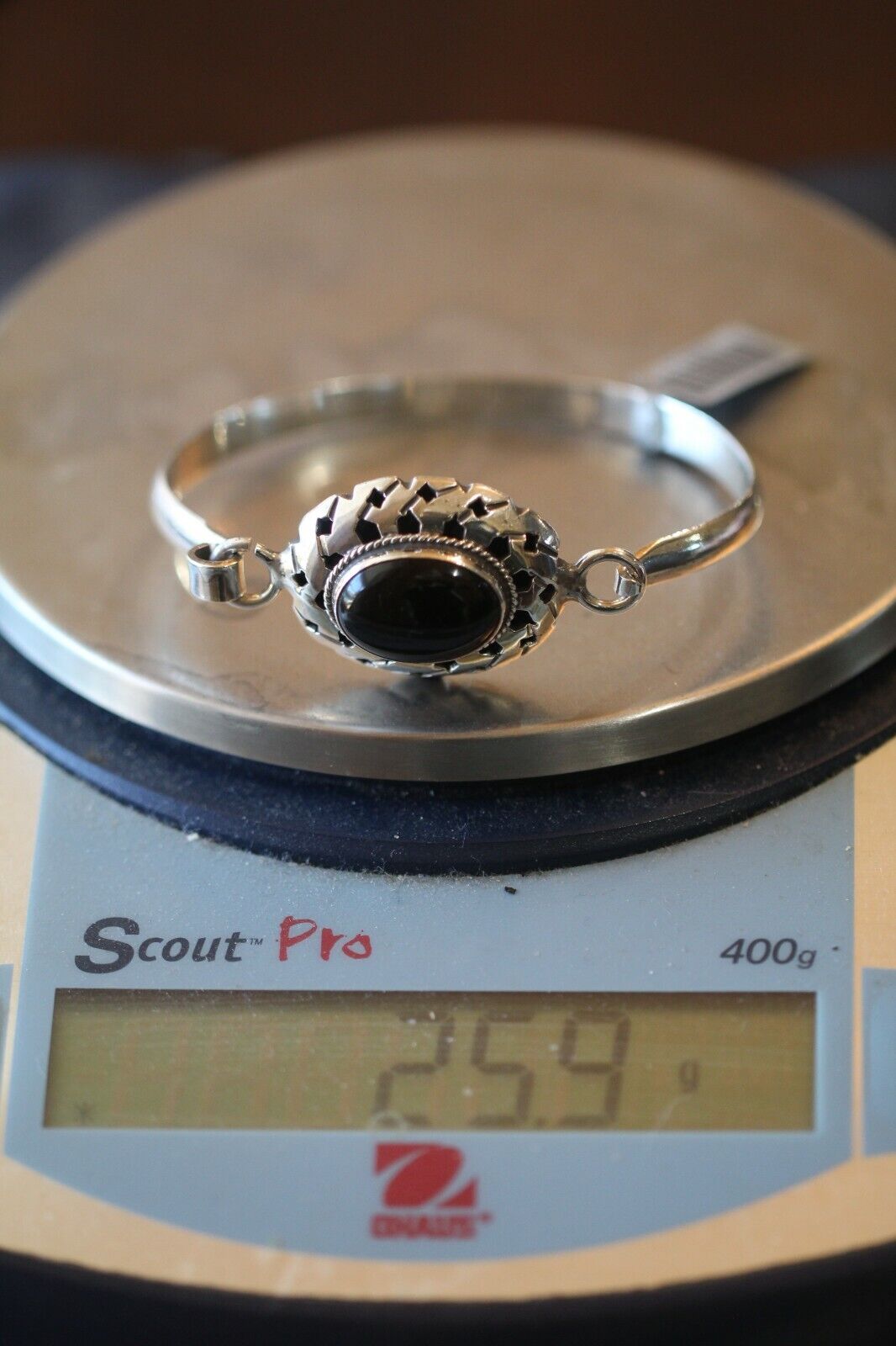 *VINTAGE* Taxco Mexico Sterling 925 Silver Black Onyx Bracelet