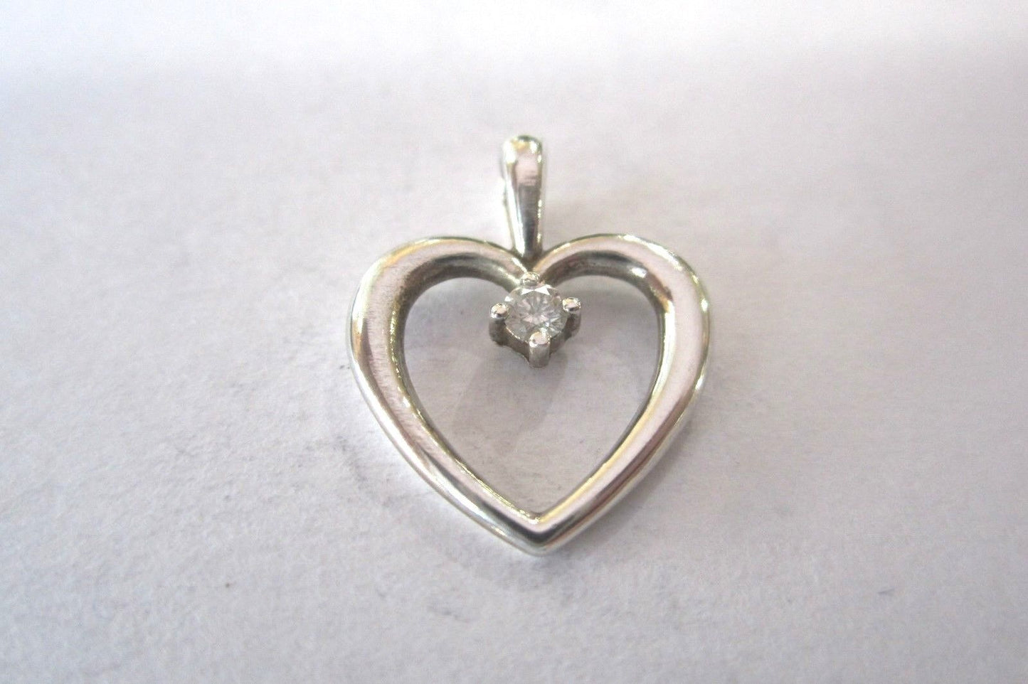VERY NICE James Avery Sterling Silver Heart with Diamond Pendant
