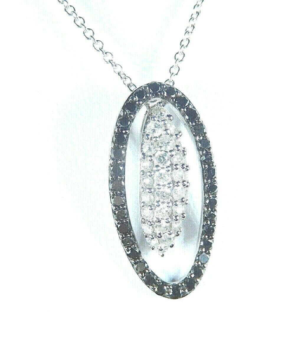 3/4 ct Black & White Diamond Pendant in 10K White Gold With 18" 14K WGold Chain