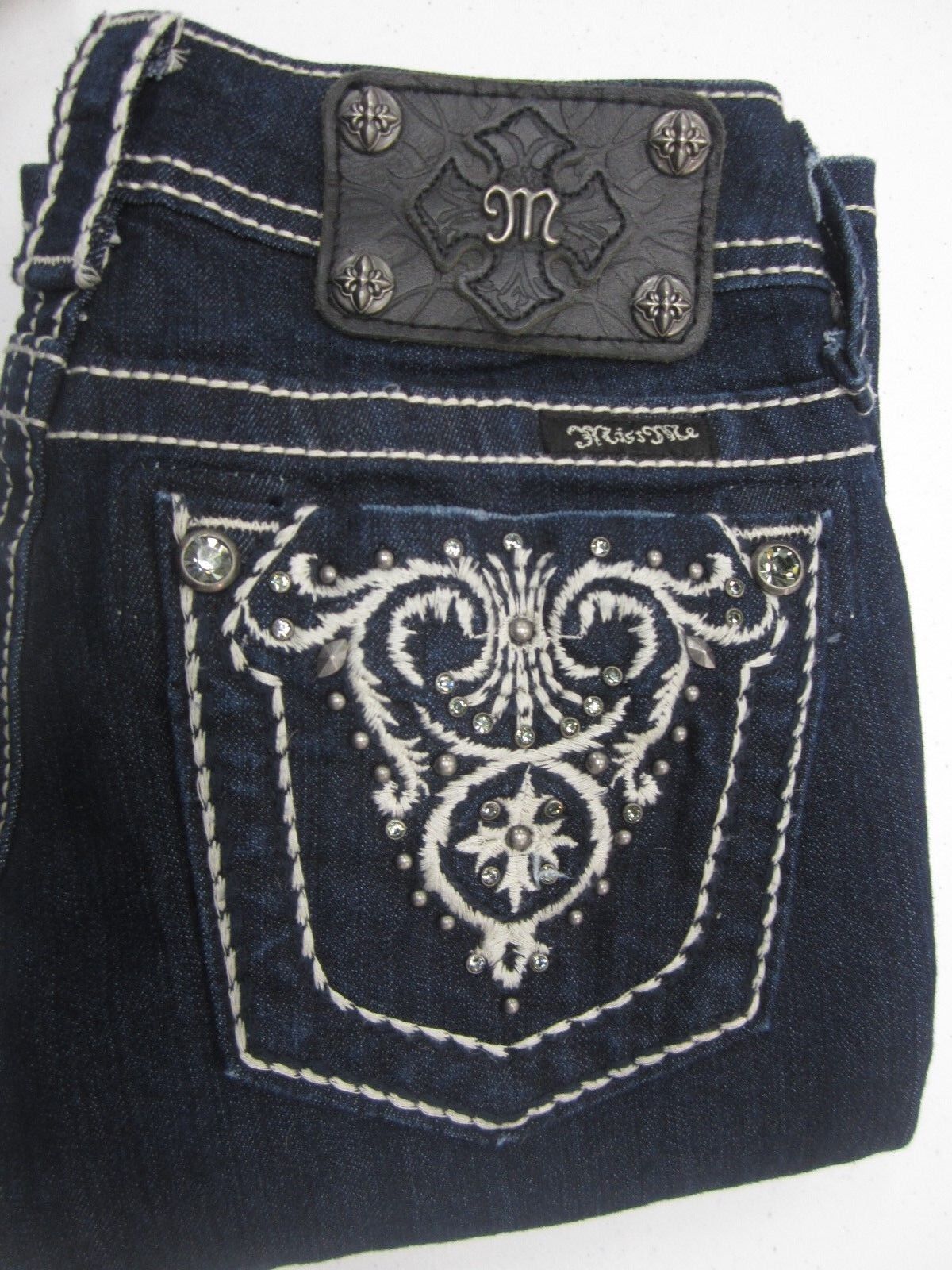 NWOT Miss Me BootJeans JP5341B11 Dark Wash Bling Embroidery Super Cute Siz 24x32