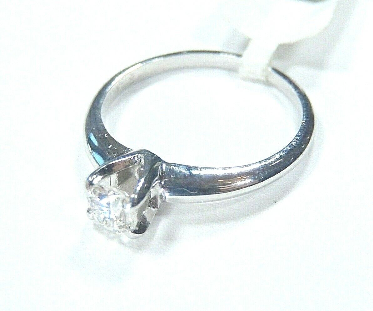 *NWT* 14K White Gold 1/3Ct Round White VS Natural Diamond Solitaire Ring Sz 6