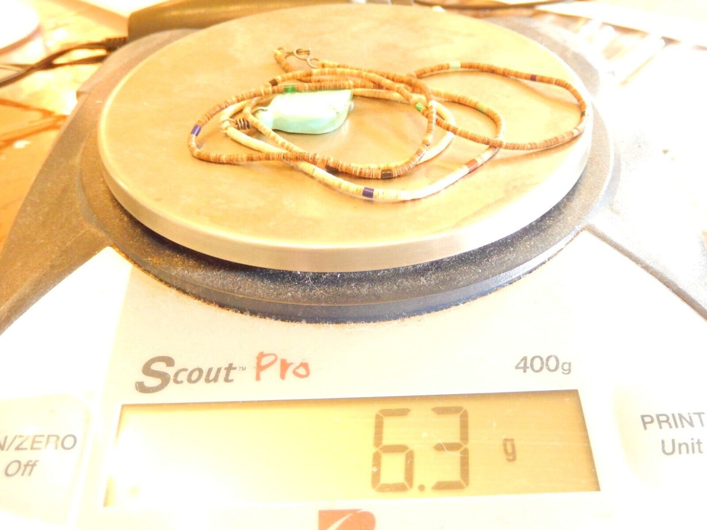 *VINTAGE* Native American Carved Feather Turquoise On a 26" Beaded Necklace