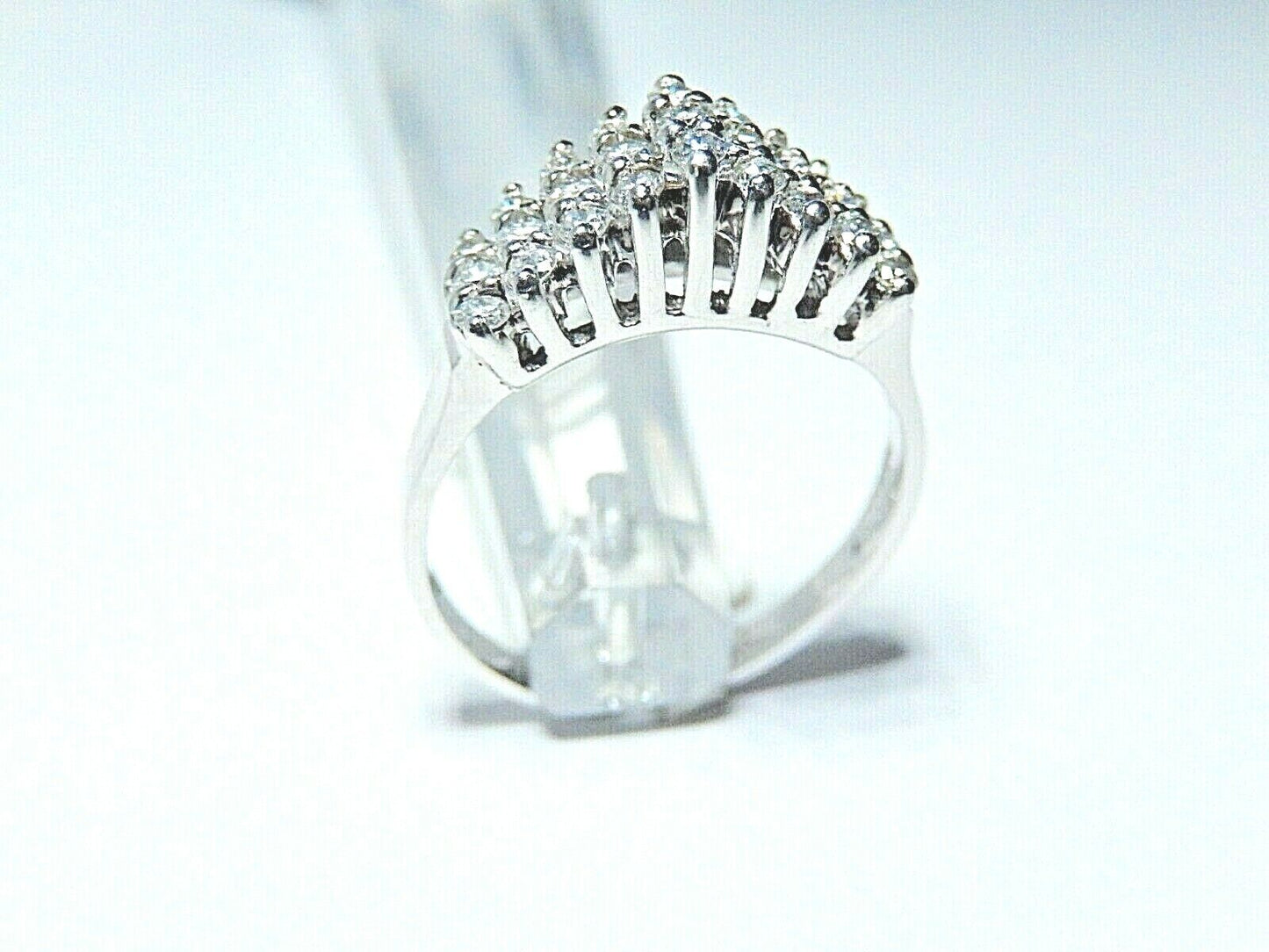 *NWT* 14K White Gold .50CT VS Natural 27 Diamond Pyramid Tiara Ring sz 6