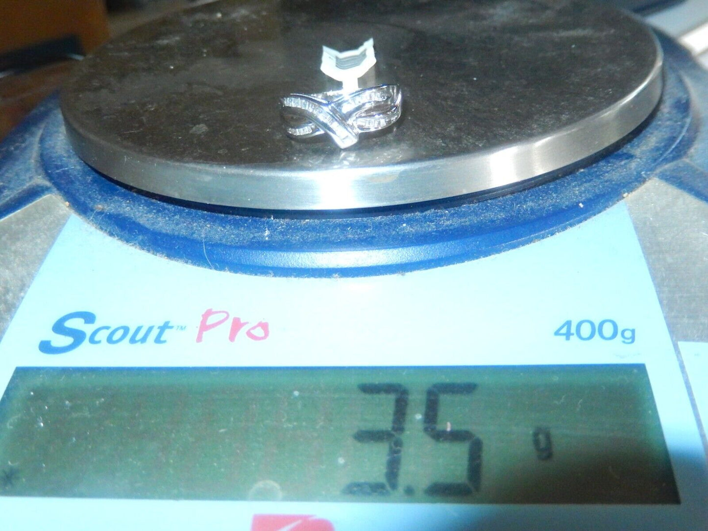 *NWT" 10k White Gold .33CT VS Natural Baguette Diamond Swirl Band Ring Sz 6