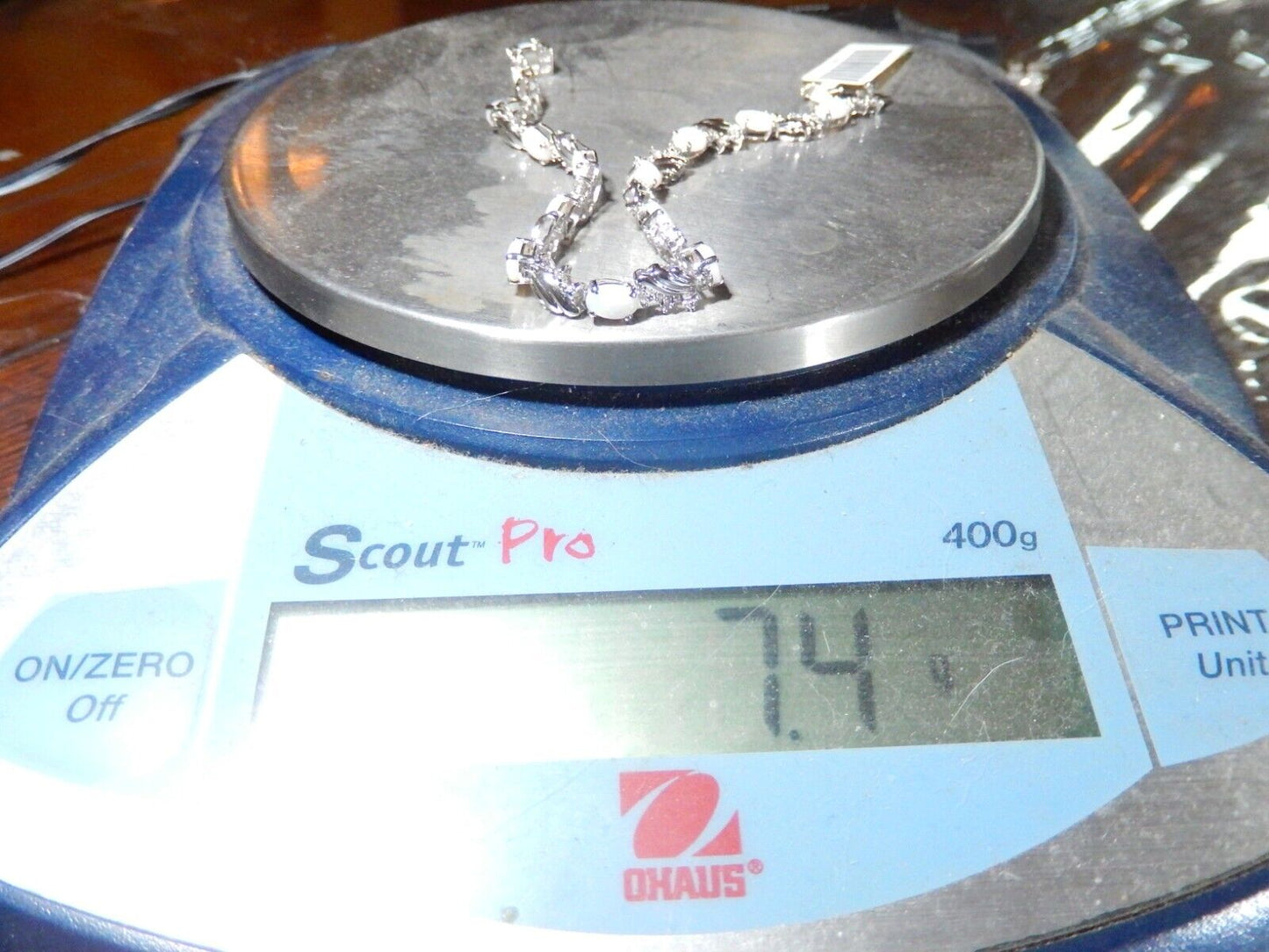 *NWT* 14K White Gold 7CT Oval Opal & Natural Diamond Fancy Tennis Bracelet 7"