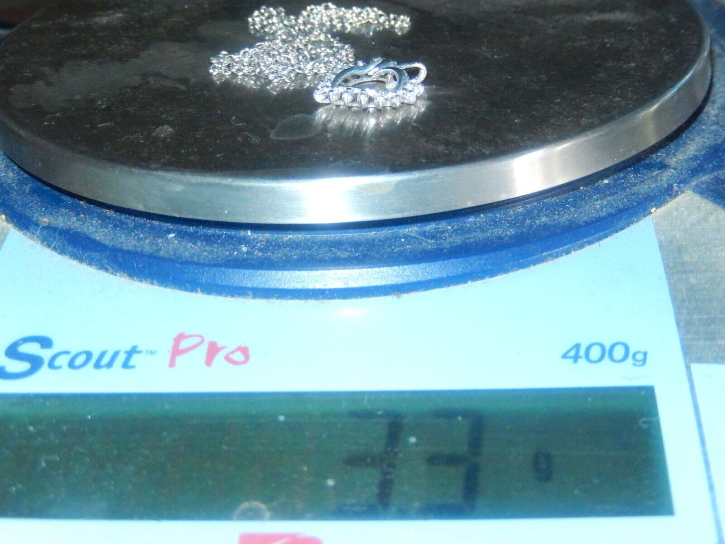 *VINTAGE* 10k White Gold 1/4CT 15 Natural Diamond Heart Pendant w/18"chain