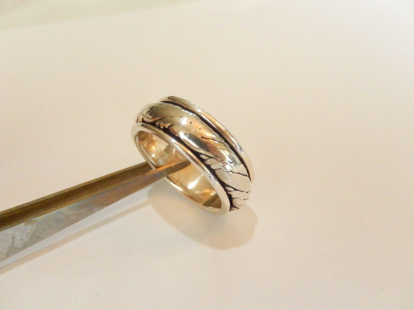 *VINTAGE* Sterling Silver Scroll Spinner Band Ring Size 10.5