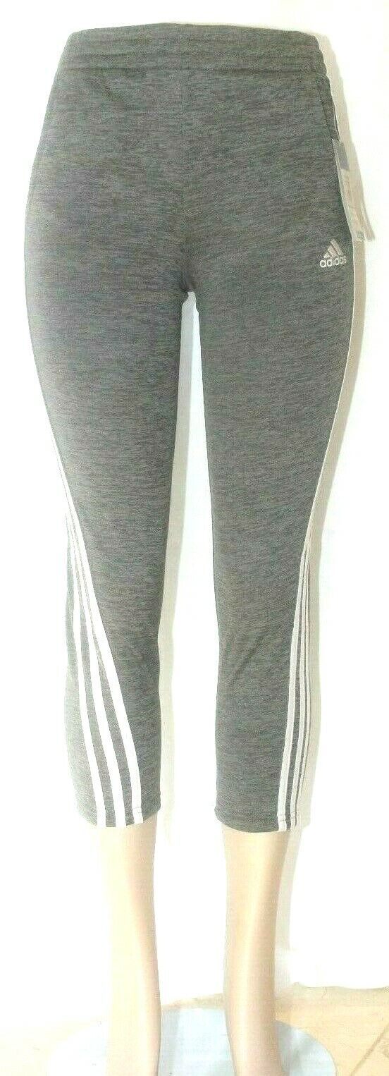 *NWT* $40. Adidas Grey White Athletic Pants Fleece Lined Warm w/Pockets Sz S(8)