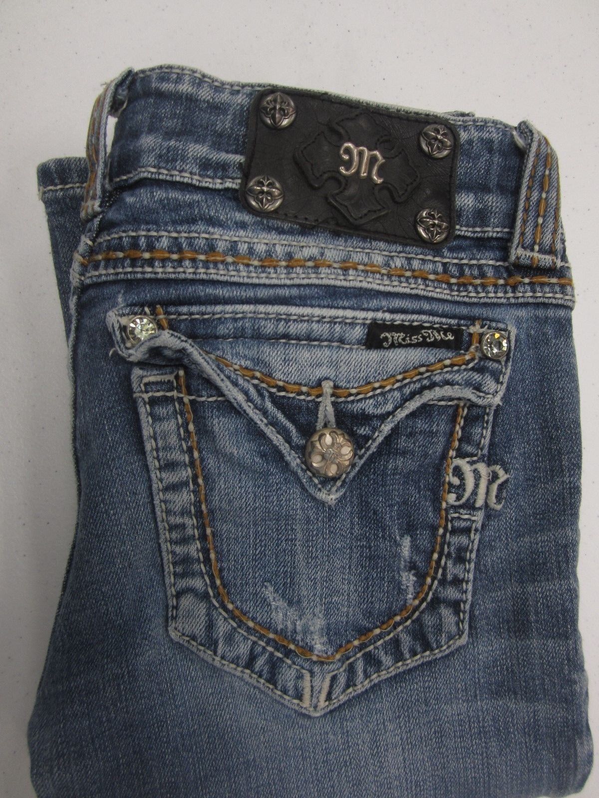 NICE Miss Me Boot Cut Jeans JPW5078 Medium Blue Flap Pocket Size 26 x 32