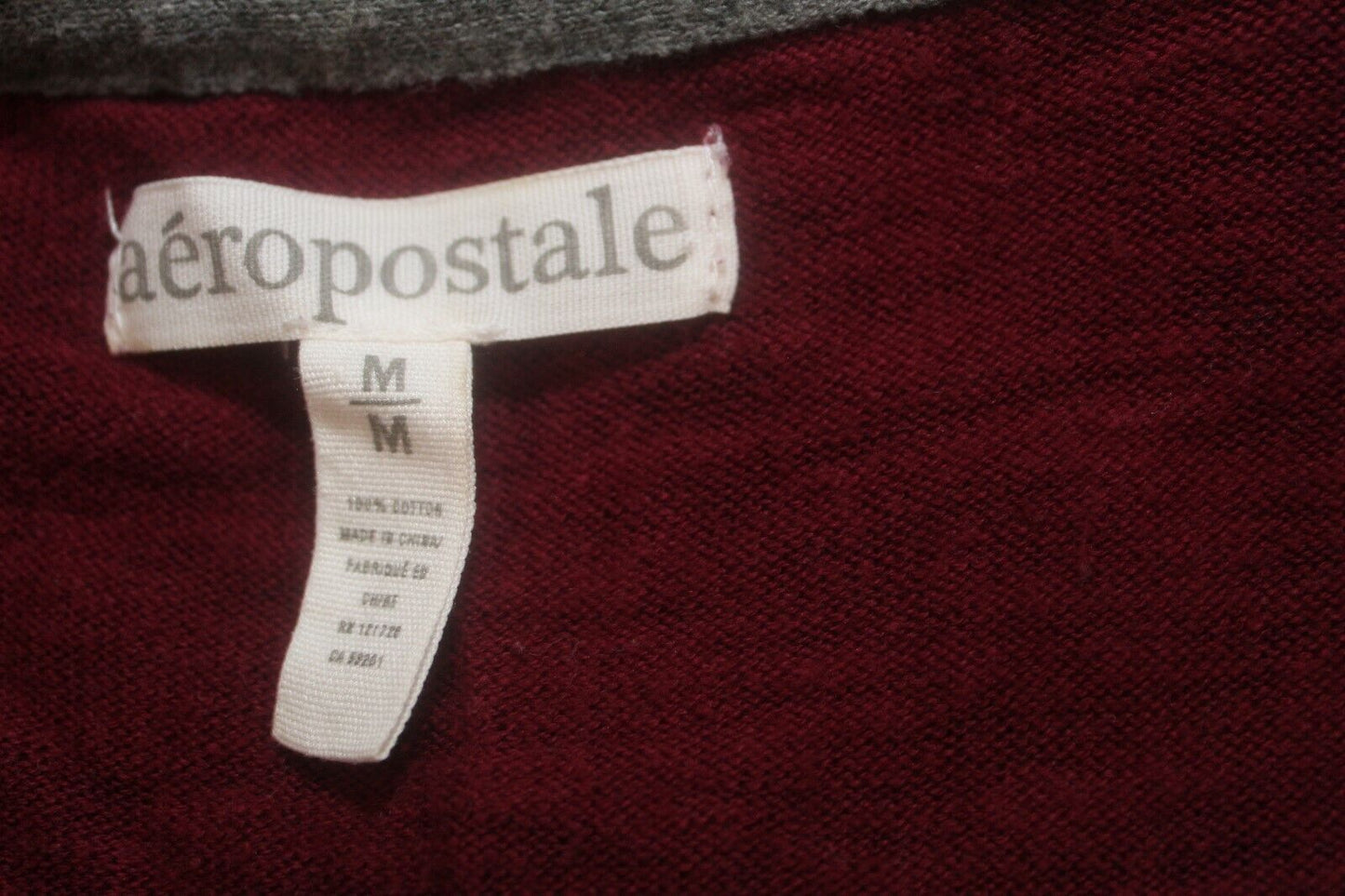 Aeropostale Women's Knit Cardigan Wine Vneck Button Down Sweater Size Medium
