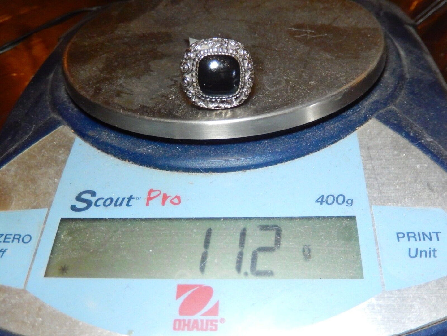 *VINTAGE* Black Onyx Ring Sterling Silver Ring Handmade Ring Boho Ring Size 8