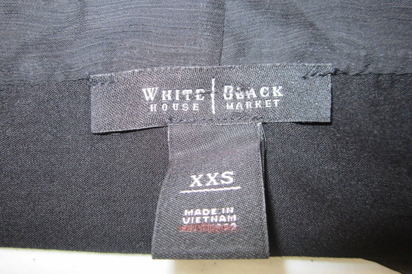 CUTE White House Black Market Womens Short Sleeve Black Semi Sheer Top Size XXS