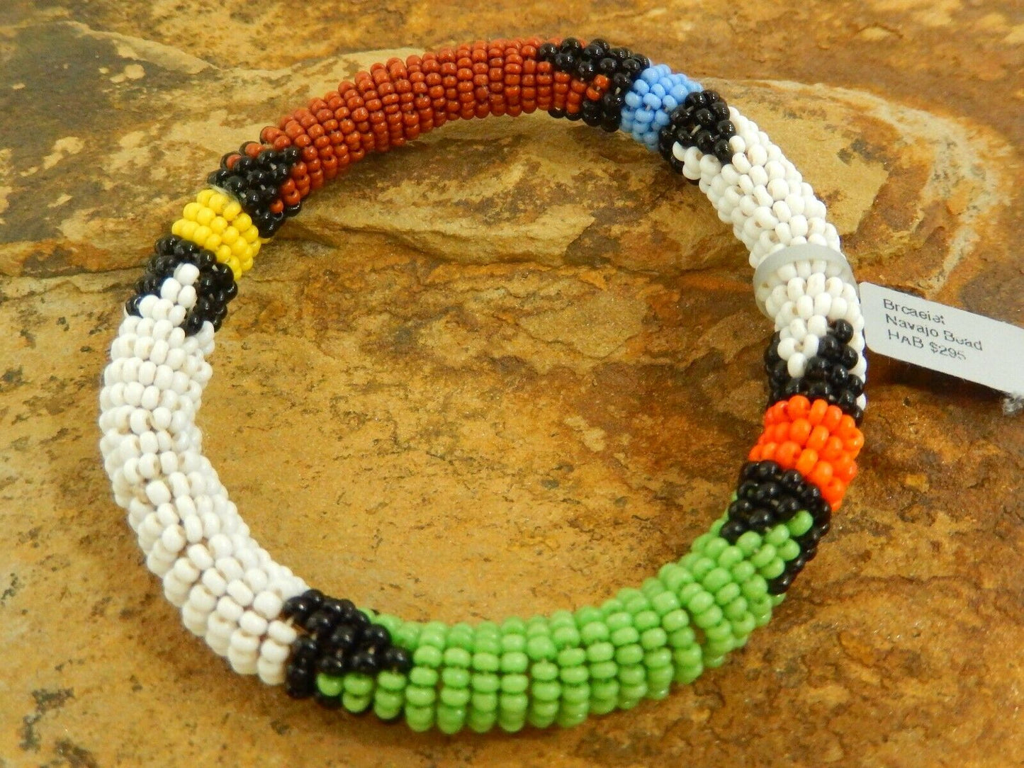 Vintage Maasai Bead Work Bangle Bracelet from Kenya 10mm x 2.5" Inside Diam