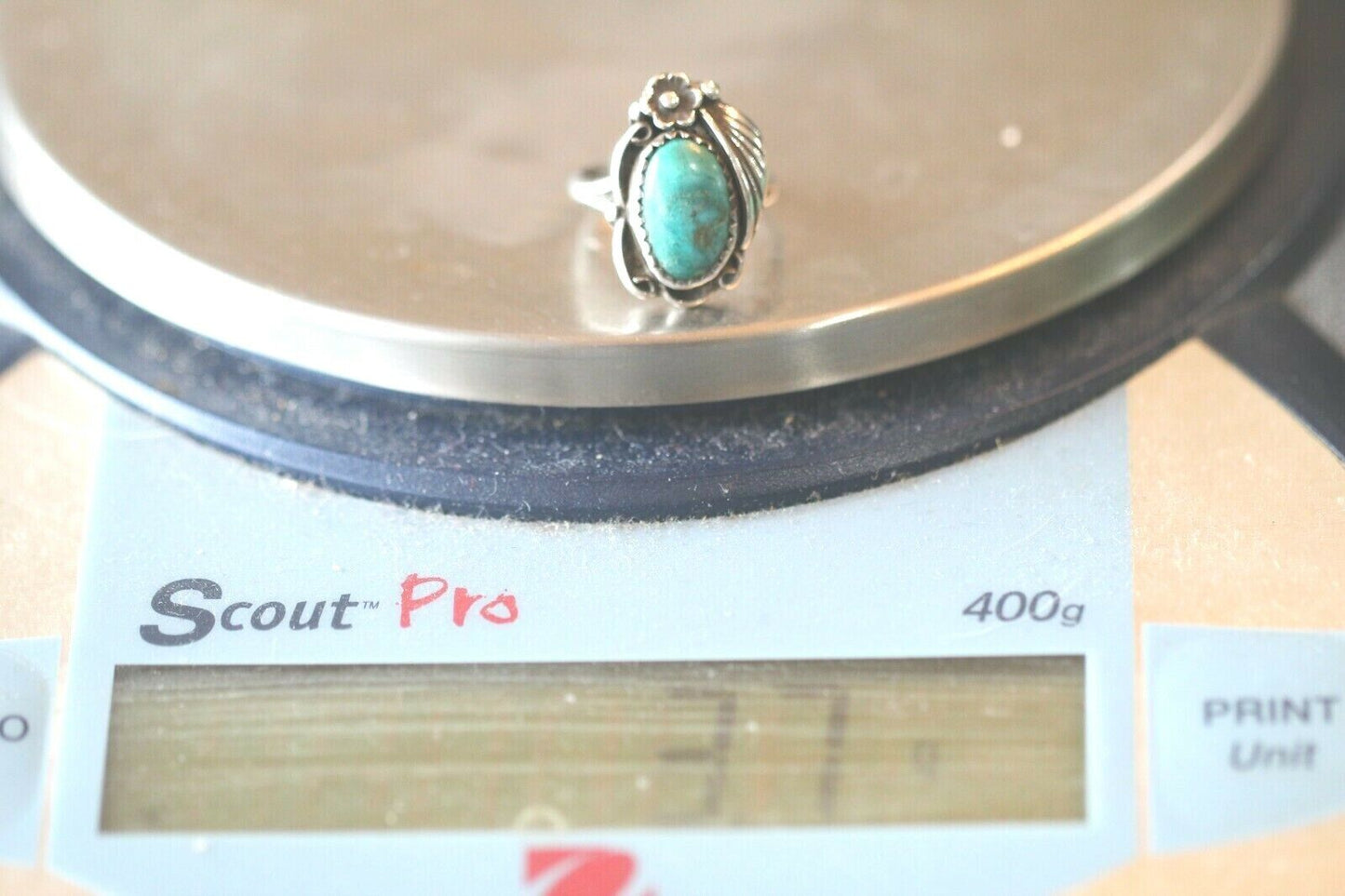 *VINTAGE* Native American Sterling Silver & Turquoise Ring Size 5.25