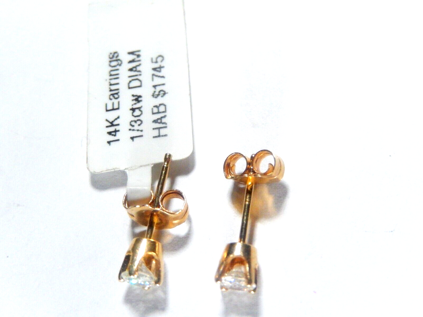 *NEW* 14K Yellow Gold 1/3ct (SI-1 / F-G Color) Round Diamond Stud Earrings
