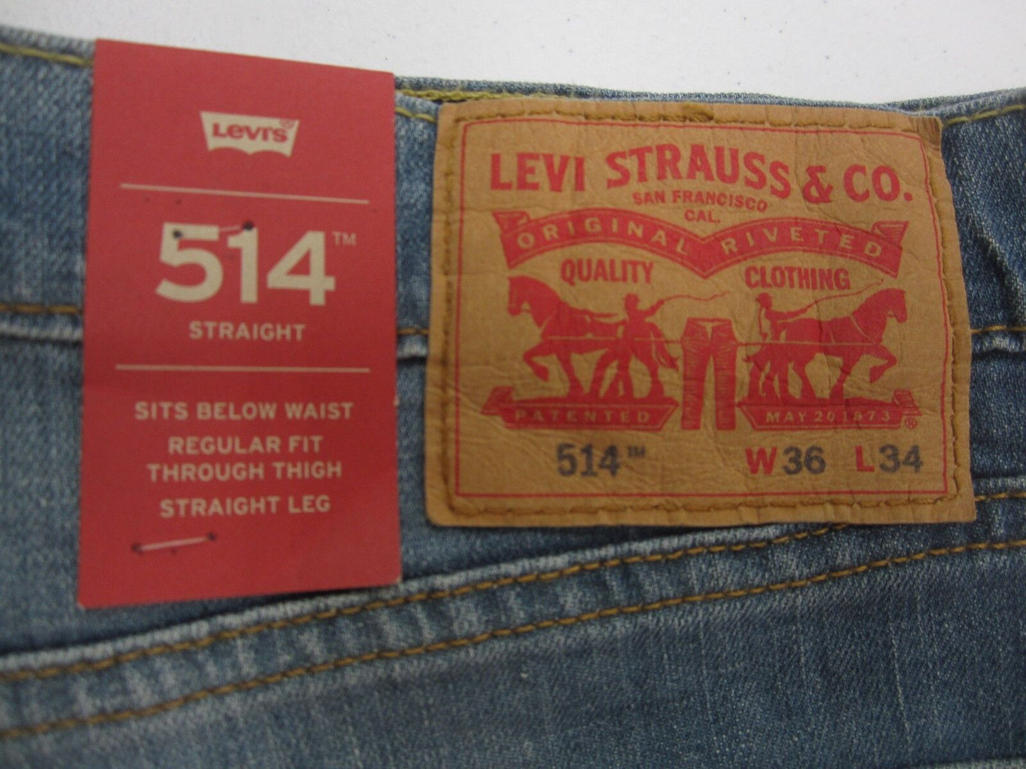 NWT LEVIS 514 STRAIGHT REGULAR FIT COMFORT STRETCH JEANS MENS W36 X L34