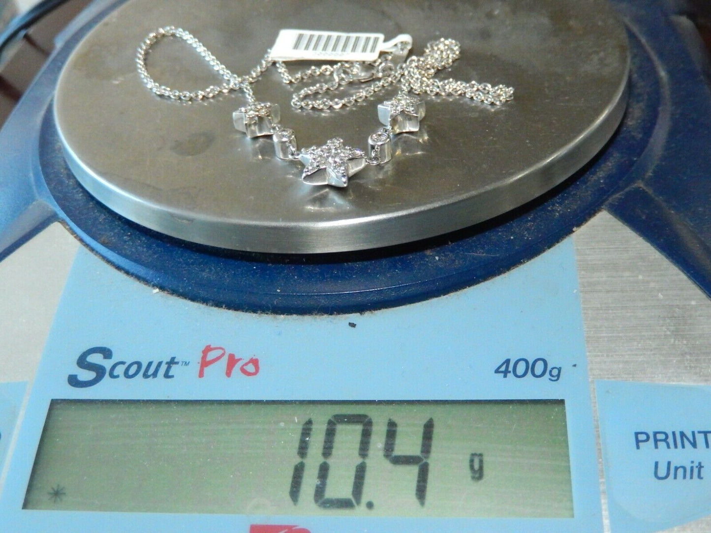 *VINTAGE* 14K White Gold 1.00 CT VS Natural Diamond Stars 17" Necklace 10.4 gm