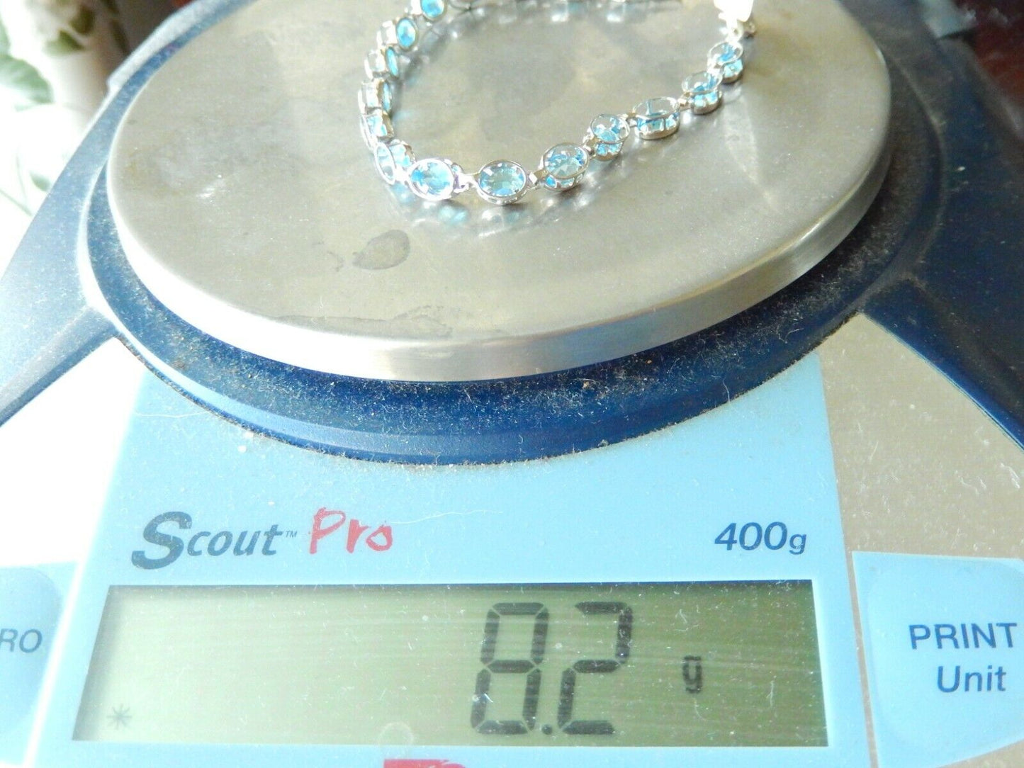 *NWT* 14K WHITE GOLD 8.50 CT OVAL BLUE TOPAZ TENNIS BRACELET 7.25" - 8.2gms