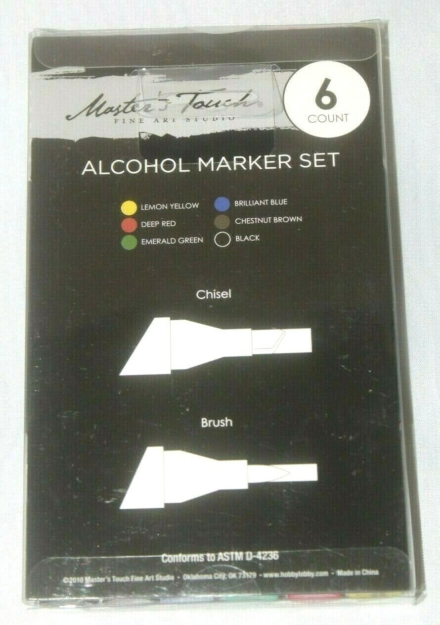 *NEW* Alcohol Marker Set 6 pc Twin Tipped Chisel Brush Master Touch 1762376