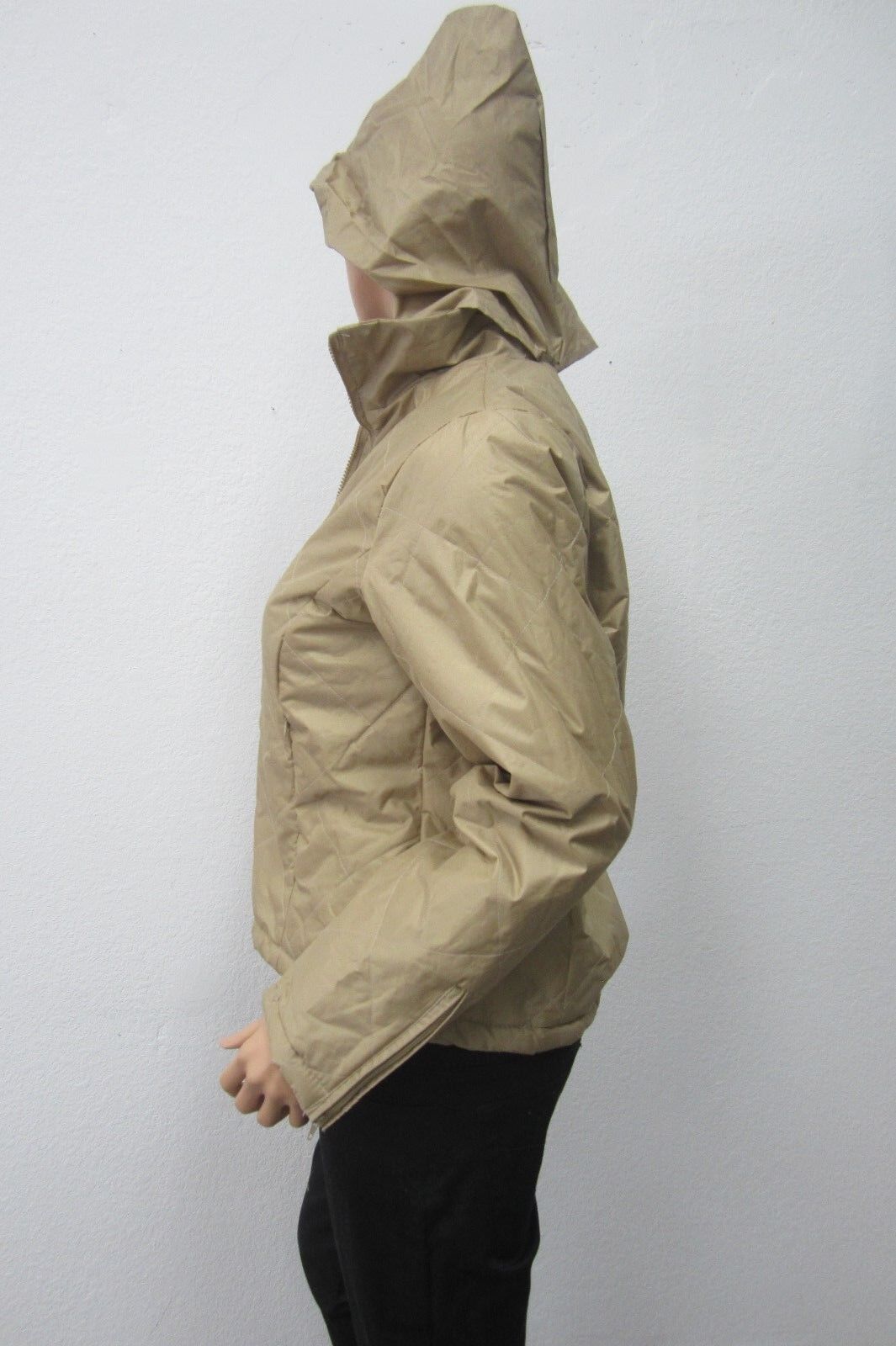 Sixty Six Puffer Tan Jacket with Flanel Lining Front Zip Sleeve Zip Size M