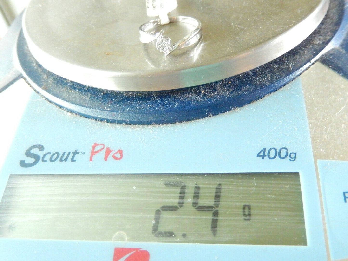 14k White Gold Bypass Round Seven Diamond Band Ring Size 7