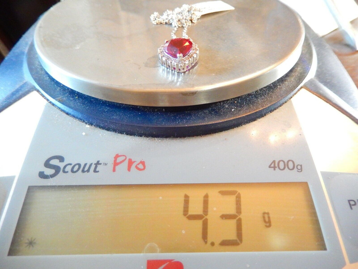 *NWT* 10K White Gold 4.00CT Heart Ruby & Natural Diamond Pendant w/18" Chain