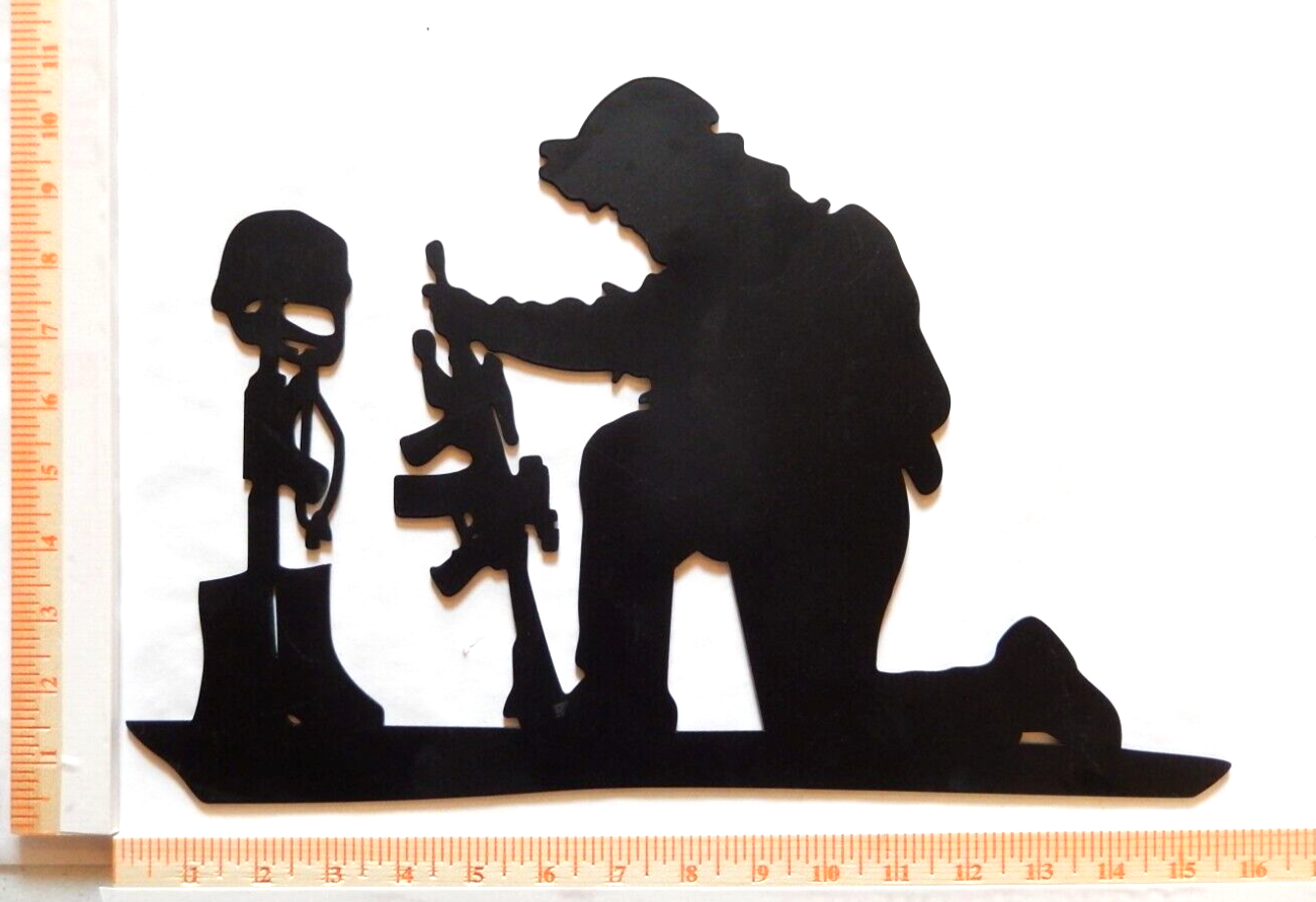 ~NEW~ LARGE 14ga. " KNEELING FOR THE FALLEN SOLDIER " Metal Wall Art 14" x 10"