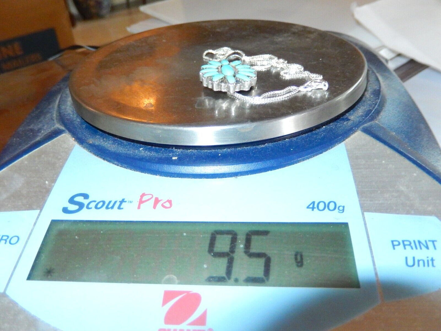 *VINTAGE* South West Sterling Silver Needle Point Turquoise Pendant w/18"chain